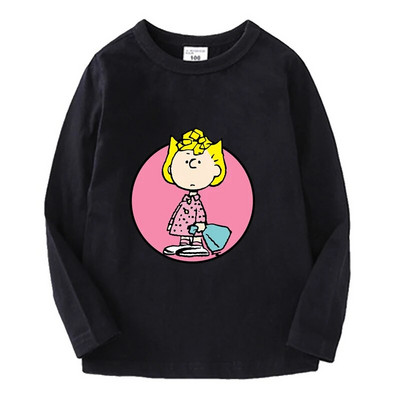 Snoopy pikkade varrukatega laste T-särk Kawaii trükitud Beebi T-särk Poisi Tüdrukule O Kaelusega Pullover Multifilm Väikelapse riided Sügis õhukesed topid
