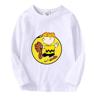 Snoopy pikkade varrukatega laste T-särk Kawaii trükitud Beebi T-särk Poisi Tüdrukule O Kaelusega Pullover Multifilm Väikelapse riided Sügis õhukesed topid