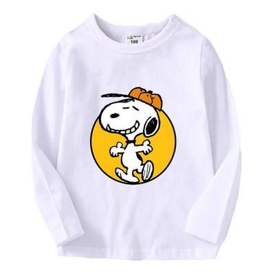 Snoopy pikkade varrukatega laste T-särk Kawaii trükitud Beebi T-särk Poisi Tüdrukule O Kaelusega Pullover Multifilm Väikelapse riided Sügis õhukesed topid