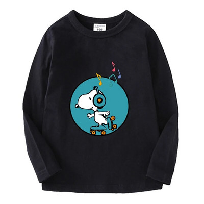 Snoopy pikkade varrukatega laste T-särk Kawaii trükitud Beebi T-särk Poisi Tüdrukule O Kaelusega Pullover Multifilm Väikelapse riided Sügis õhukesed topid