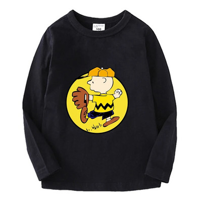 Snoopy pikkade varrukatega laste T-särk Kawaii trükitud Beebi T-särk Poisi Tüdrukule O Kaelusega Pullover Multifilm Väikelapse riided Sügis õhukesed topid