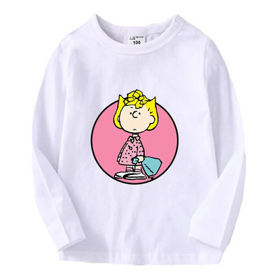 Snoopy pikkade varrukatega laste T-särk Kawaii trükitud Beebi T-särk Poisi Tüdrukule O Kaelusega Pullover Multifilm Väikelapse riided Sügis õhukesed topid
