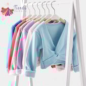 Baršunasta baletna majica za djevojčice, dječji plesni pulover dugih rukava, zagrijavanje, debeli zimski flis kaput, plesačica, pamučni kardigan, sleganje ramenima