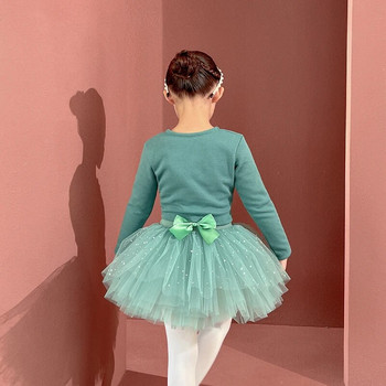 Кадифени вътрешни балетни горнища за момичета Детски танцов пуловер с дълъг ръкав Затоплящо дебело зимно поларено палто Танцьорка Памучна жилетка Рамене