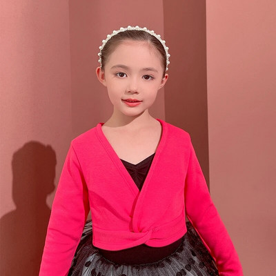 Baršunasta baletna majica za djevojčice, dječji plesni pulover dugih rukava, zagrijavanje, debeli zimski flis kaput, plesačica, pamučni kardigan, sleganje ramenima