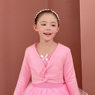 Baršunasta baletna majica za djevojčice, dječji plesni pulover dugih rukava, zagrijavanje, debeli zimski flis kaput, plesačica, pamučni kardigan, sleganje ramenima