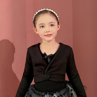 Baršunasta baletna majica za djevojčice, dječji plesni pulover dugih rukava, zagrijavanje, debeli zimski flis kaput, plesačica, pamučni kardigan, sleganje ramenima