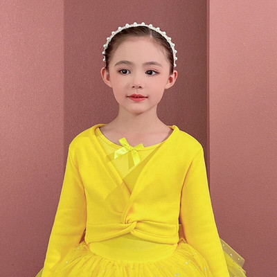 Baršunasta baletna majica za djevojčice, dječji plesni pulover dugih rukava, zagrijavanje, debeli zimski flis kaput, plesačica, pamučni kardigan, sleganje ramenima