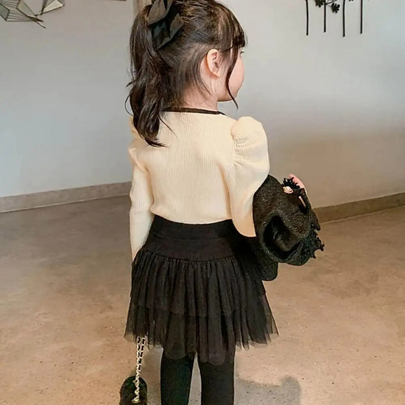 Meiteņu ribiņas ar garām piedurknēm neregulāra kakla T-krekli Krāsu bloks Pavasaris Rudens Blūzes Pulovers Tops