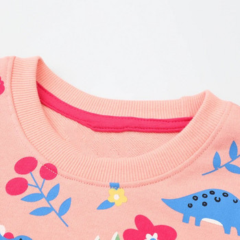 Little maven Суичъри за момичета Щампи на динозаври Бебешки момичета Розови дрехи 2023 г. Ново есенно детско облекло Детски ризи с дълъг ръкав