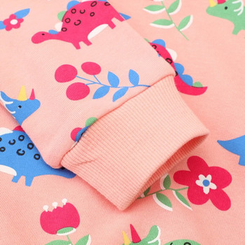 Little maven Суичъри за момичета Щампи на динозаври Бебешки момичета Розови дрехи 2023 г. Ново есенно детско облекло Детски ризи с дълъг ръкав
