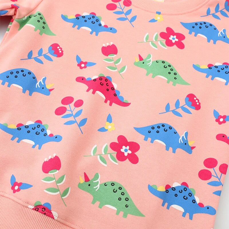 Little maven Dukserice za djevojčice Otisci dinosaura Ružičasta odjeća za djevojčice Novo jesen 2023. Dječja odjeća Dječje majice dugih rukava