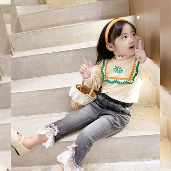 Μπλουζάκια για κορίτσια Βρεφικά ανοιξιάτικα φθινοπωρινά ρούχα Παιδικά κοριτσίστικα βαμβακερά μακρυμάνικα μπλουζάκια Παιδικό μοντέρνο τοπ με κέντημα