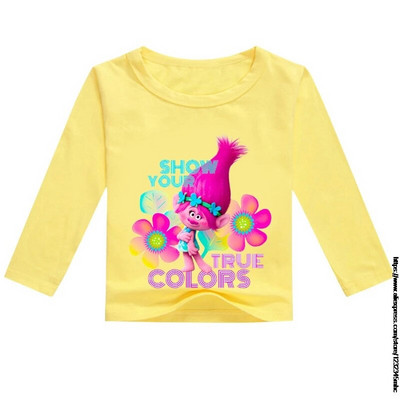 Proljetno ljeto pulover Dječja odjeća Trolls 2 Pamuk Dječaci Djevojčice Majica dugih rukava Mala djeca Dječje majice