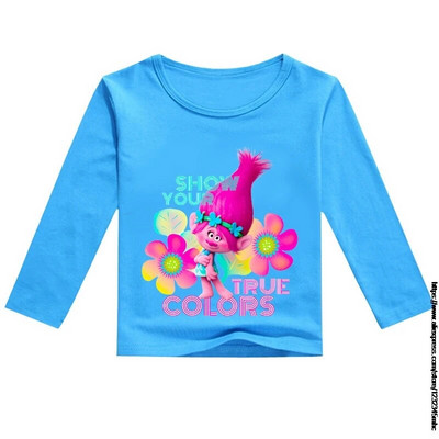 Proljetno ljeto pulover Dječja odjeća Trolls 2 Pamuk Dječaci Djevojčice Majica dugih rukava Mala djeca Dječje majice