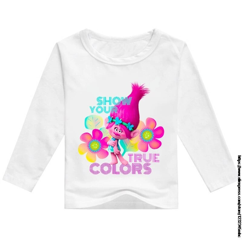 Proljetno ljeto pulover Dječja odjeća Trolls 2 Pamuk Dječaci Djevojčice Majica dugih rukava Mala djeca Dječje majice