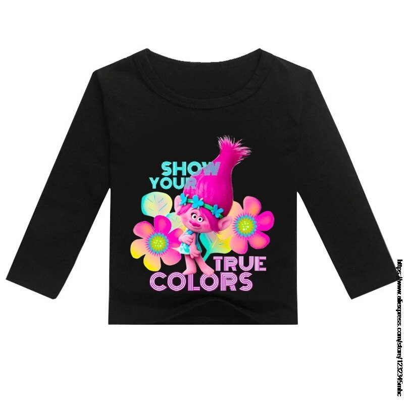 Proljetno ljeto pulover Dječja odjeća Trolls 2 Pamuk Dječaci Djevojčice Majica dugih rukava Mala djeca Dječje majice