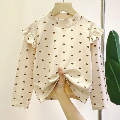 Majica kratkih rukava za djevojčice 2023. Potkošulja za djevojčice Majica dugih rukava Jednobojna pamučna proljeće i jesen Dječja beba bijela majica