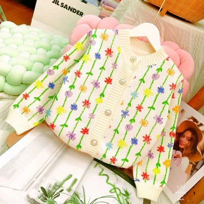 Sügistalvine väikelaste riided Tüdrukutele kampsunid Kootud kampsun Kardigan pikkade varrukatega tüdrukute mantel Laste jope Laste ülerõivad