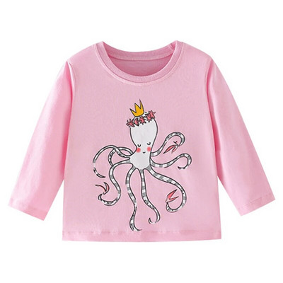 Little maven T-krekls ar garām piedurknēm Meiteņu zīdaiņiem Ikdienas apģērbi Rudens Kokvilna Mīksts un komfortabls Jauki 2 līdz 7 gadus veciem bērniem