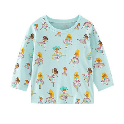 Little maven T-krekls ar garām piedurknēm Meiteņu zīdaiņiem Ikdienas apģērbi Rudens Kokvilna Mīksts un komfortabls Jauki 2 līdz 7 gadus veciem bērniem