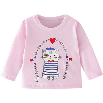 Little maven T-krekls ar garām piedurknēm Meiteņu zīdaiņiem Ikdienas apģērbi Rudens Kokvilna Mīksts un komfortabls Jauki 2 līdz 7 gadus veciem bērniem