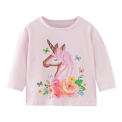 Little maven T-krekls ar garām piedurknēm Meiteņu zīdaiņiem Ikdienas apģērbi Rudens Kokvilna Mīksts un komfortabls Jauki 2 līdz 7 gadus veciem bērniem