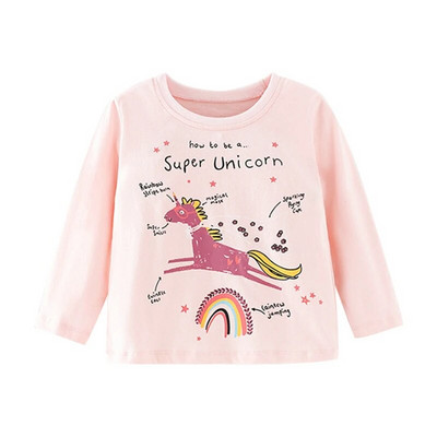 Little maven T-krekls ar garām piedurknēm Meiteņu zīdaiņiem Ikdienas apģērbi Rudens Kokvilna Mīksts un komfortabls Jauki 2 līdz 7 gadus veciem bērniem