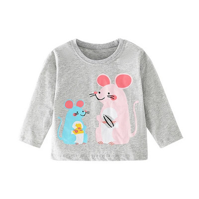 Little maven T-krekls ar garām piedurknēm Meiteņu zīdaiņiem Ikdienas apģērbi Rudens Kokvilna Mīksts un komfortabls Jauki 2 līdz 7 gadus veciem bērniem