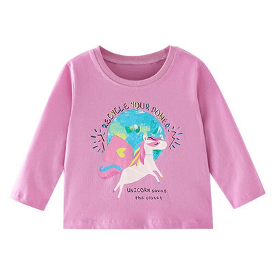 Little maven T-krekls ar garām piedurknēm Meiteņu zīdaiņiem Ikdienas apģērbi Rudens Kokvilna Mīksts un komfortabls Jauki 2 līdz 7 gadus veciem bērniem