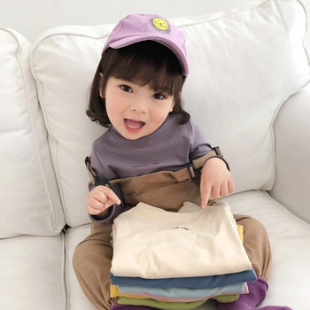 2023 Детски суичъри Момче Момиче Топли тениски с висока яка Есен Зима Едноцветни детски тениски с дълъг ръкав Меко бебешко облекло