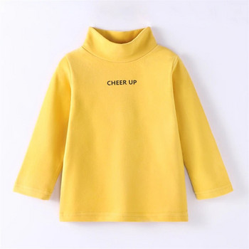 2023 Детски суичъри Момче Момиче Топли тениски с висока яка Есен Зима Едноцветни детски тениски с дълъг ръкав Меко бебешко облекло