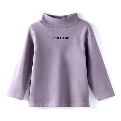 2023. g. bērnu sporta krekli, zēni, meitene, silti, topi ar augstu apkakli T-krekli rudens ziema, tīras krāsas, garām piedurknēm, bērnu T-krekls, mīksts bērnu apģērbs