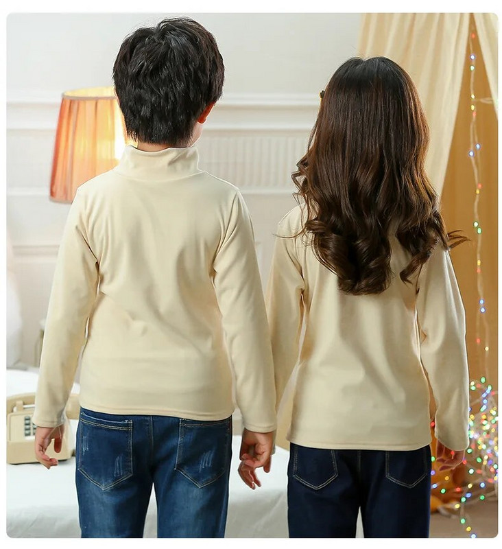 1-12 godina Dječaci Djevojčice Jesenska majica Mekani baršun Topli donji pulover Pulover s dolčevitom dugih rukava Basic T-shirts Dječja majica