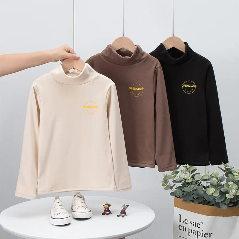 1-12 godina Dječaci Djevojčice Jesenska majica Mekani baršun Topli donji pulover Pulover s dolčevitom dugih rukava Basic T-shirts Dječja majica