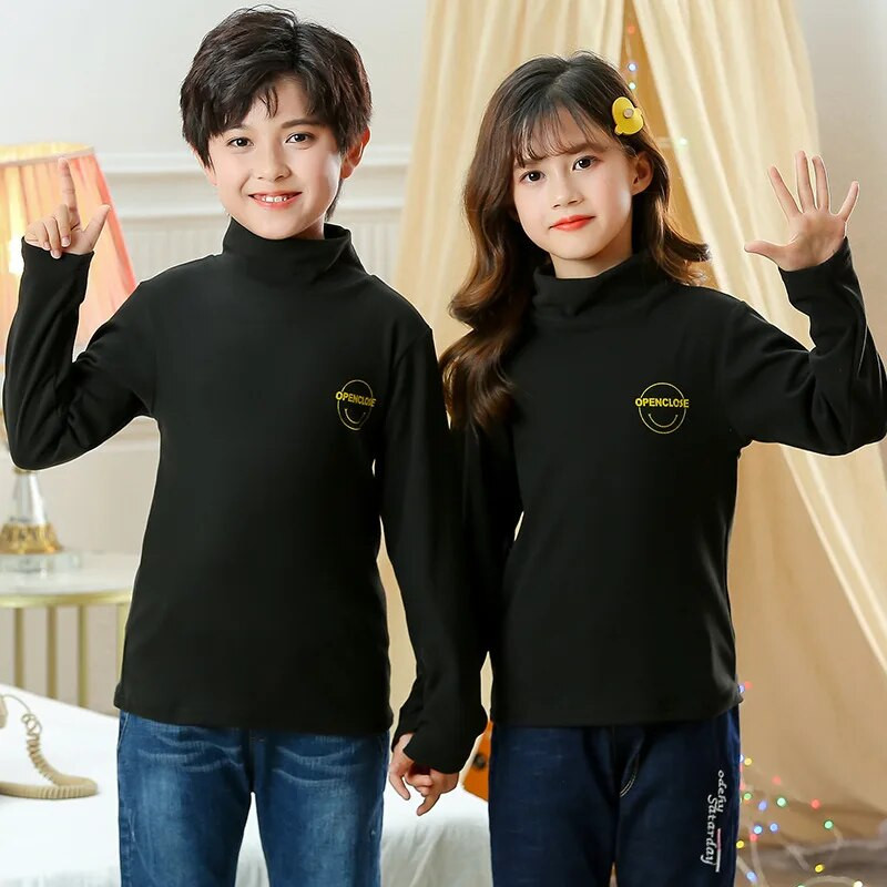 1-12 godina Dječaci Djevojčice Jesenska majica Mekani baršun Topli donji pulover Pulover s dolčevitom dugih rukava Basic T-shirts Dječja majica