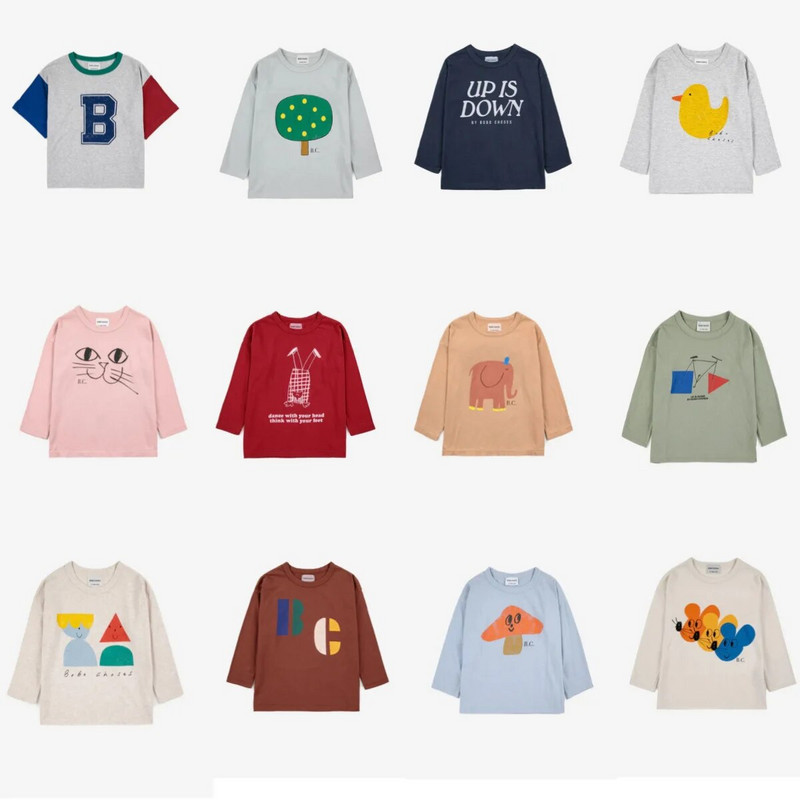 Nove 2023 Bobo Jesen Dječje Majice za djevojčice Mala djeca Djevojčice Dječaci Majice dugih rukava Odjeća S printom crtića Ležerne dječje majice