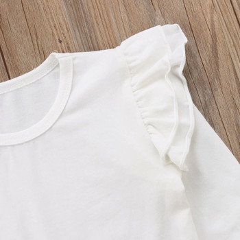 Φθινοπωρινά μπλουζάκια με μακρυμάνικο πουλόβερ βολάν για νεογέννητο μωρό κοριτσάκι 2018 Μπλουζάκια από μασίφ βαμβακερά μπλουζάκια 6M-5Y