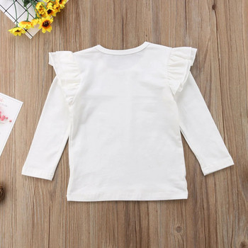 Φθινοπωρινά μπλουζάκια με μακρυμάνικο πουλόβερ βολάν για νεογέννητο μωρό κοριτσάκι 2018 Μπλουζάκια από μασίφ βαμβακερά μπλουζάκια 6M-5Y