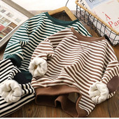 Zimske majice za dječake Majice dugih rukava za djecu Prugasti pulover za djevojčice Plus dječja gornja odjeća od baršuna Topla odjeća za tinejdžere