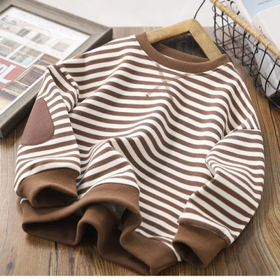 Zimske majice za dječake Majice dugih rukava za djecu Prugasti pulover za djevojčice Plus dječja gornja odjeća od baršuna Topla odjeća za tinejdžere