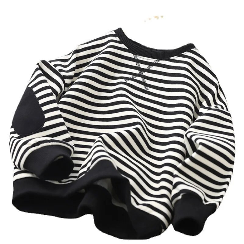 Zimske majice za dječake Majice dugih rukava za djecu Prugasti pulover za djevojčice Plus dječja gornja odjeća od baršuna Topla odjeća za tinejdžere