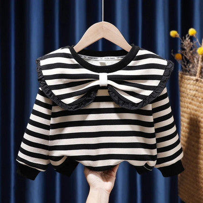 Mergaičių rūbai Pavasario Rudens Laisvalaikio viršūnės Mažiems Kūdikiams Mergaitėms ilgomis rankovėmis Gėlėti megztiniai Vaikiški megztiniai Viršutiniai didele apykakle