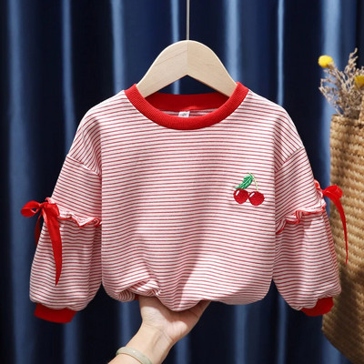 Mergaičių rūbai Pavasario Rudens Laisvalaikio viršūnės Mažiems Kūdikiams Mergaitėms ilgomis rankovėmis Gėlėti megztiniai Vaikiški megztiniai Viršutiniai didele apykakle