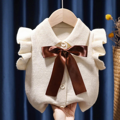 Mergaičių rūbai Pavasario Rudens Laisvalaikio viršūnės Mažiems Kūdikiams Mergaitėms ilgomis rankovėmis Gėlėti megztiniai Vaikiški megztiniai Viršutiniai didele apykakle