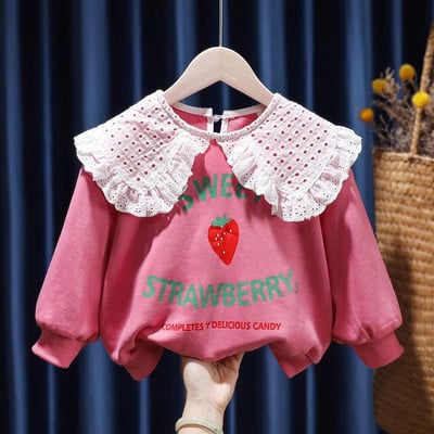 Mergaičių rūbai Pavasario Rudens Laisvalaikio viršūnės Mažiems Kūdikiams Mergaitėms ilgomis rankovėmis Gėlėti megztiniai Vaikiški megztiniai Viršutiniai didele apykakle