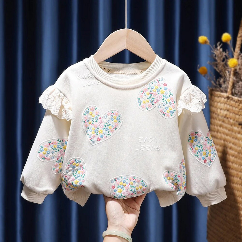 Mergaičių rūbai Pavasario Rudens Laisvalaikio viršūnės Mažiems Kūdikiams Mergaitėms ilgomis rankovėmis Gėlėti megztiniai Vaikiški megztiniai Viršutiniai didele apykakle