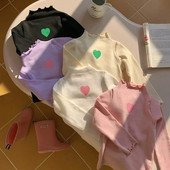 Dječja odjeća Dječja majica s kratkim rukavima Proljeće i jesen Nova donja košulja s dolčevitom Jednostavna jednobojna majica dugih rukava s ljubavnom čipkom