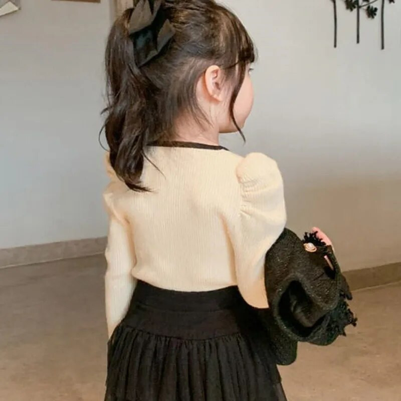 Jesen Zima Odjeća za malu djecu Majice dugih puf rukava Majice za djevojčice Majice Dječje majice Majice za djevojčice Bluza za djevojčice dugih rukava