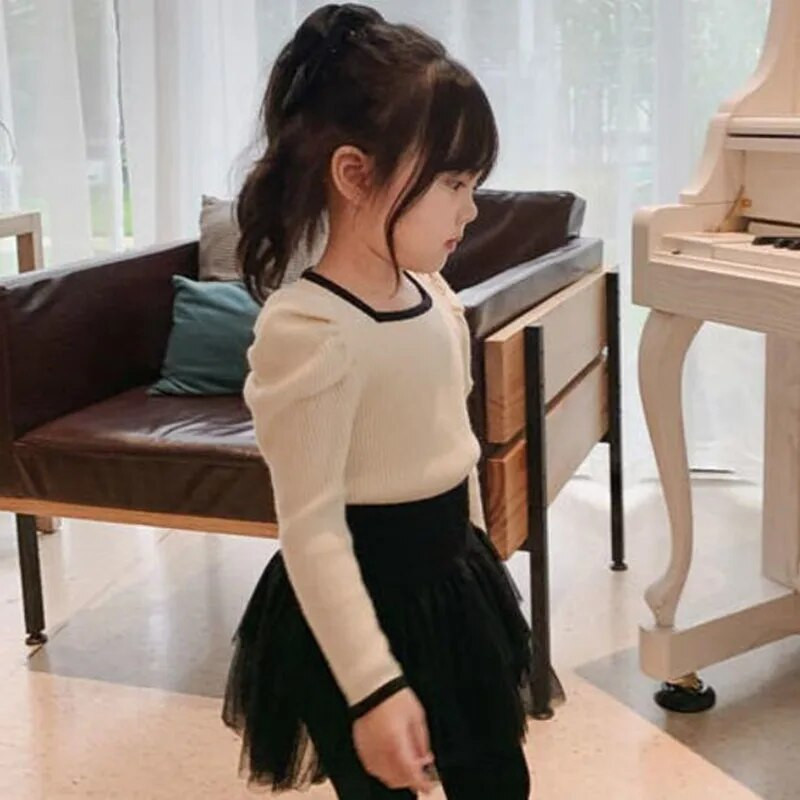 Jesen Zima Odjeća za malu djecu Majice dugih puf rukava Majice za djevojčice Majice Dječje majice Majice za djevojčice Bluza za djevojčice dugih rukava